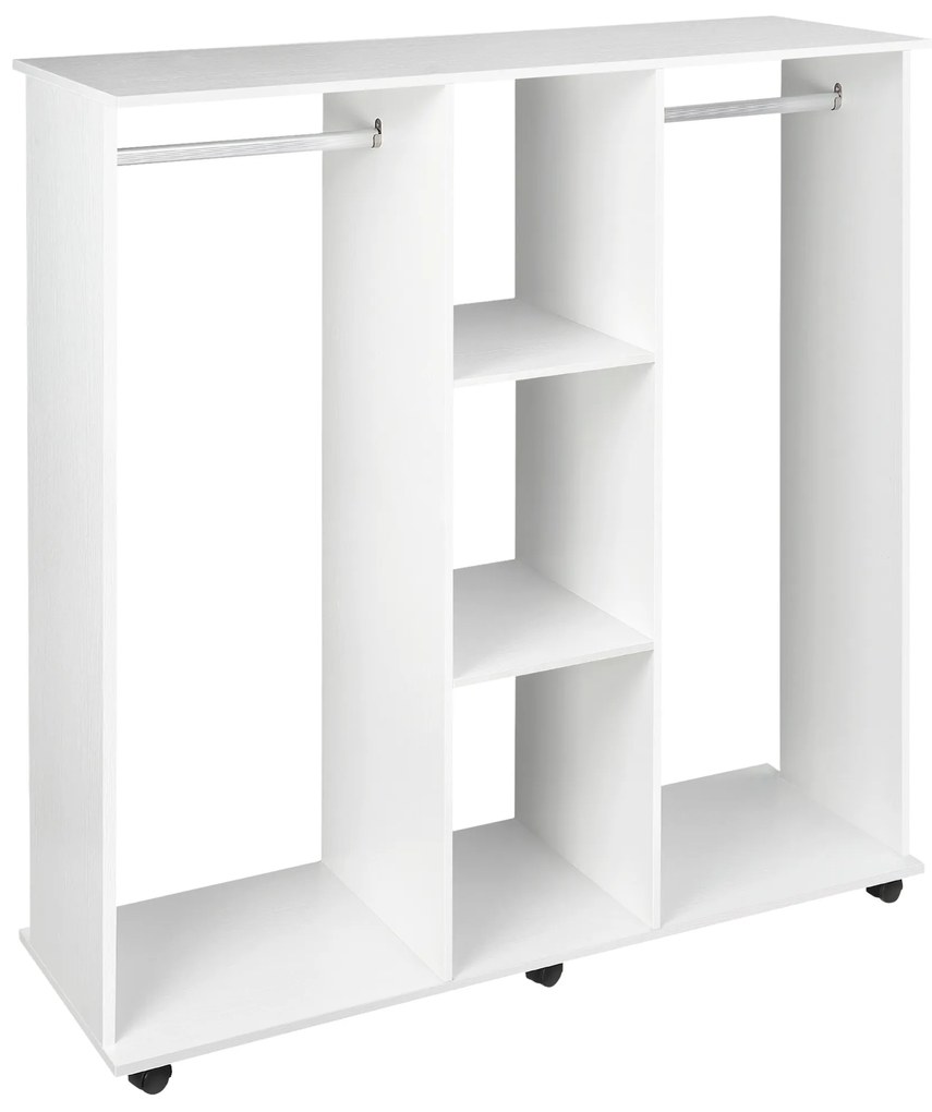 HOMCOM Dulap cu 5 Rafturi și 6 Roți, 120x40x128 cm, Negru | Aosom Romania