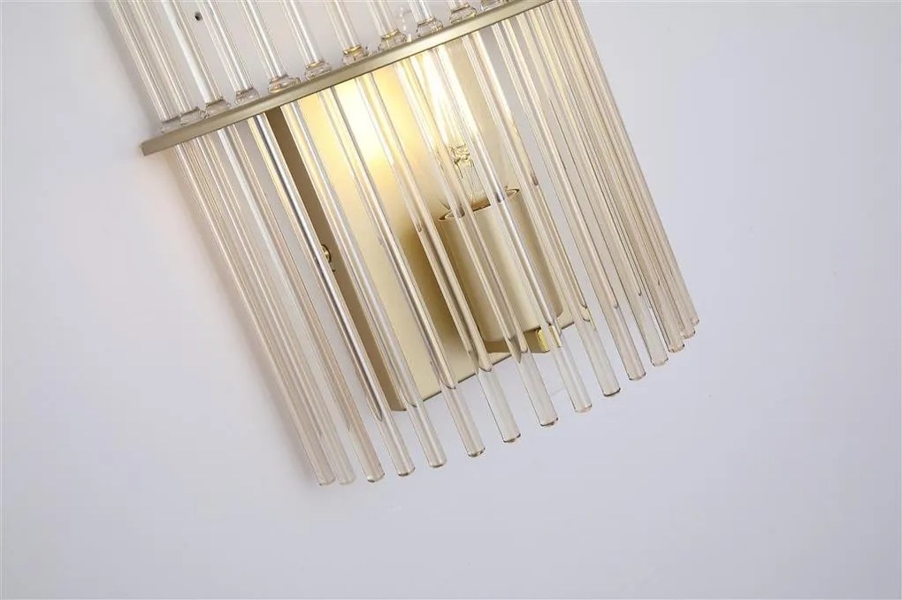 Aplica de perete metal auriu, tije din sticla Swizzle