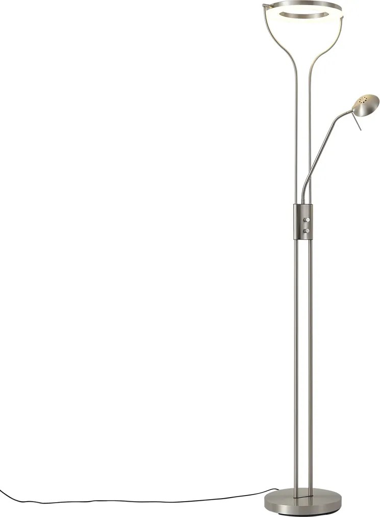 Lampa de podea moderna din otel cu brat de citit, incluzand LED si dimmer - Divo