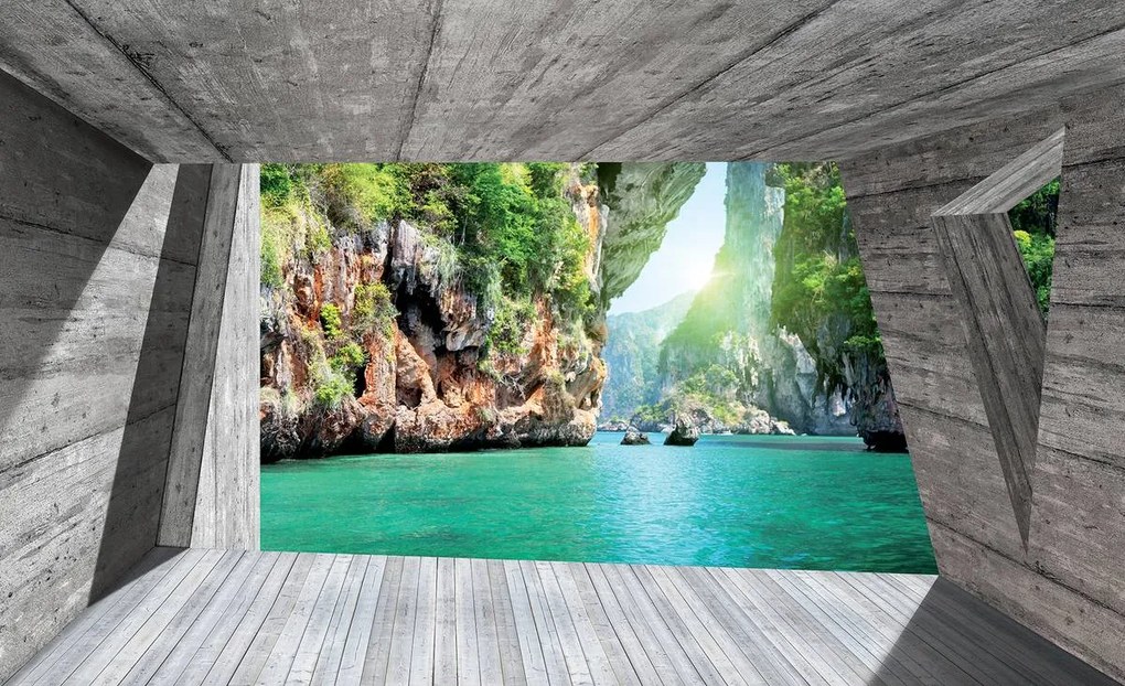 Fototapet - Privire spre cascadă - natura (152,5x104 cm)