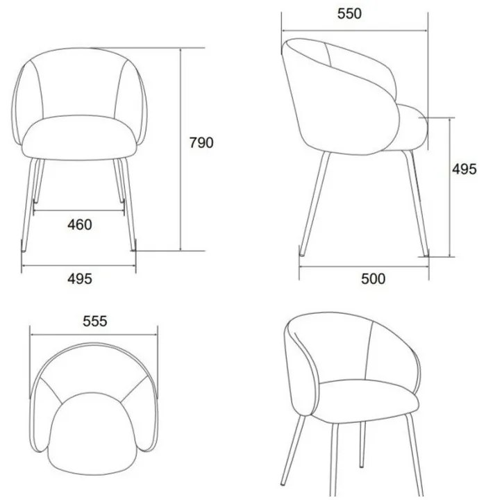 Set de scaune de sufragerie crem 2 buc. tapițat Eleanor – Actona