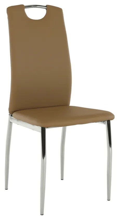 Scaun dining, piele ecologică bej/crom, ERVINA