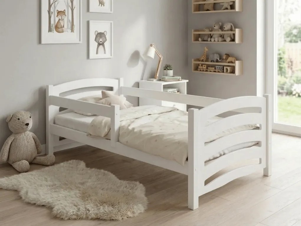 Pat pentru copii MELA 80 x 160 cm, alb Saltea: saltea EASYSOFT 8 cm, Somiera: fara somiera