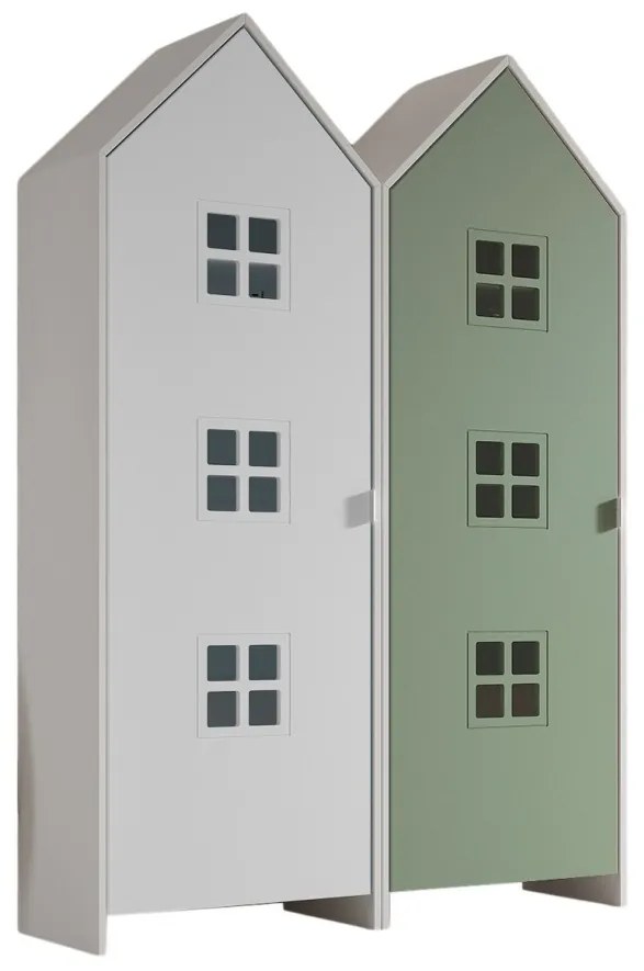 Set 2 dulapuri pentru copii Casami Bruges tip căsuță de plajă – Entangled Green și alb – Vipack