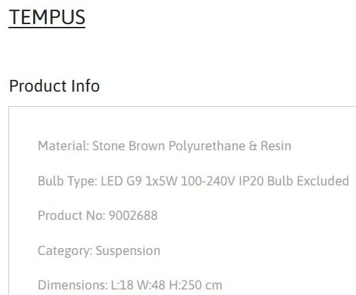 Pendul design modern, Stone Brown, TEMPUS, 18x48cm