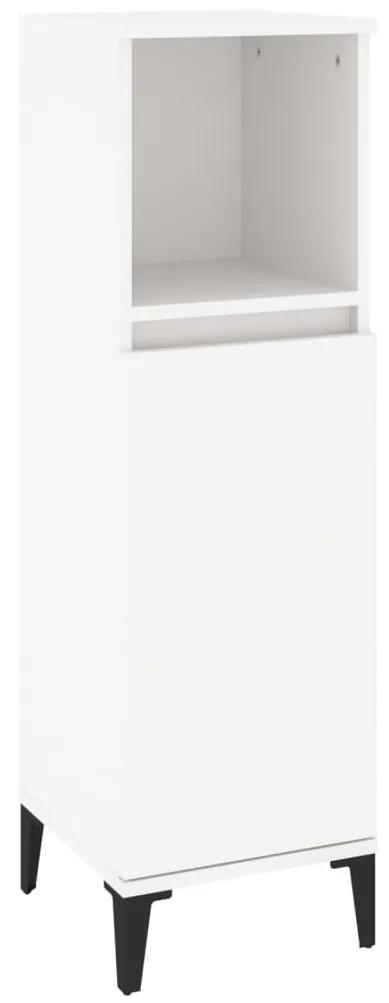 819812 vidaXL Dulap de baie, alb, 30x30x100 cm, lemn prelucrat