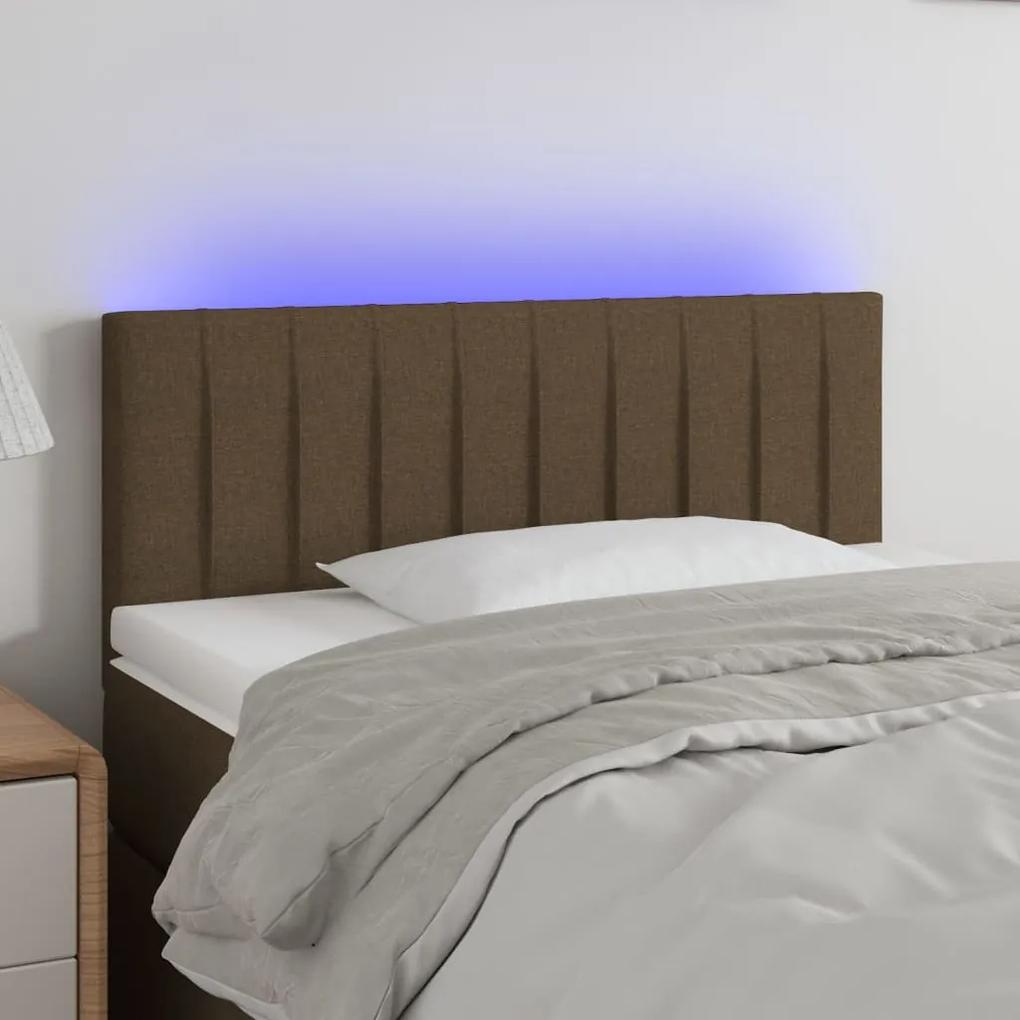 3121827 vidaXL Tăblie de pat cu LED, maro închis, 80x5x78/88 cm, textil