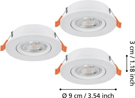 Eglo 902262 - Set 3x spoturi LED încastrate BARRANCO, 4,8 W, 230 V, alb
