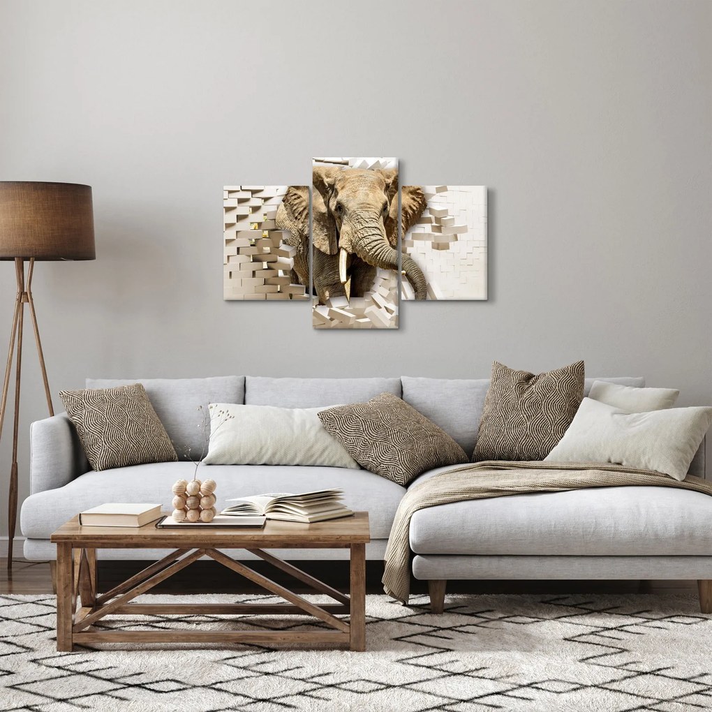 Tablou - Elefant spârgând peretele (90x60 cm)
