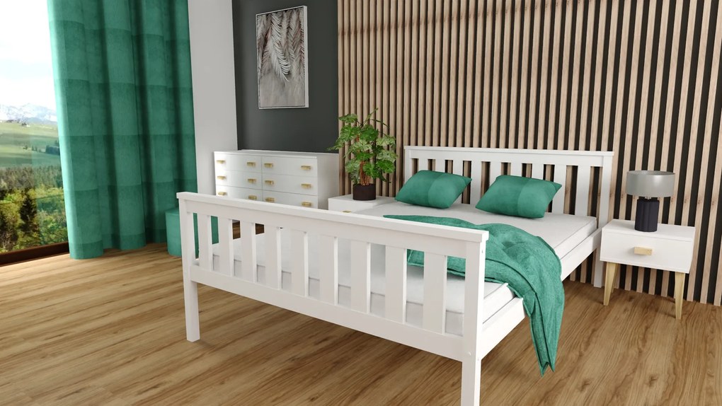 Pat de o persoana KALEA 90 x 200 cm, alba Saltele: Cu saltele Somnia 18 cm, Somiera pat: Cu lamele drepte