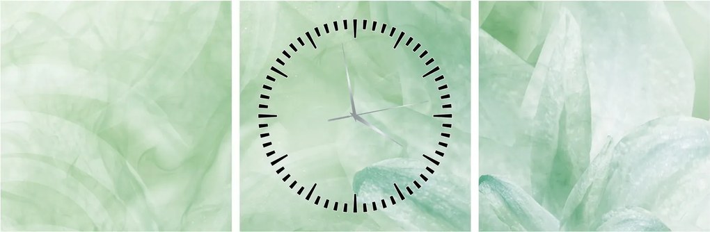 Tablou - Floare verde (cu ceas) (90x30 cm)