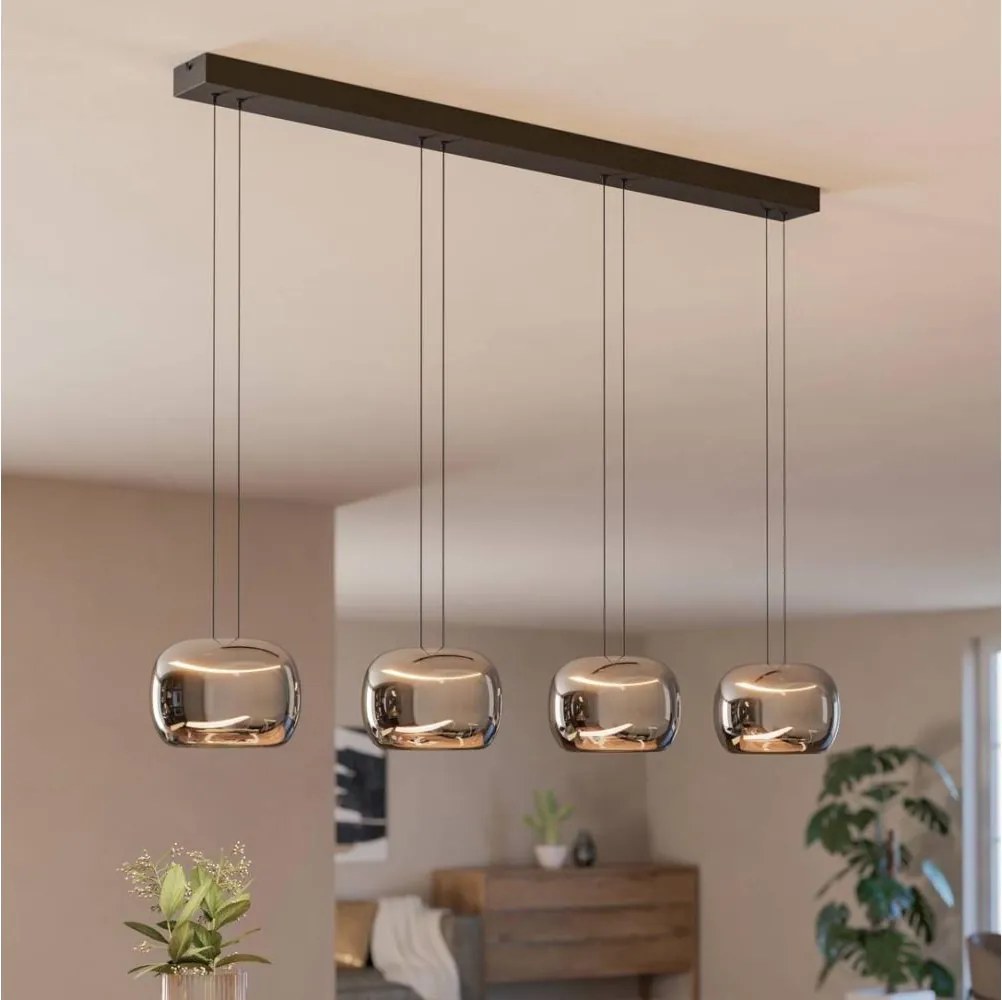 Eglo 390433 - Lustră LED dimabilă HORTUNAS pe cablu, 4 x LED, 5,8 W, 230 V, negru/fumuriu