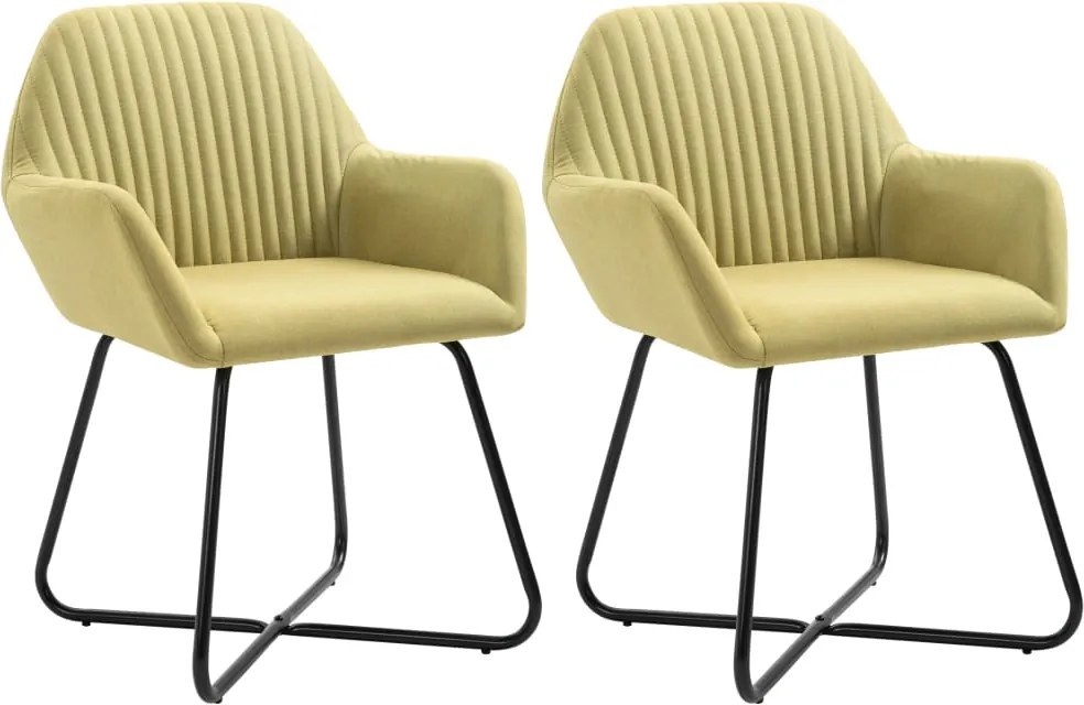 vidaXL Scaune de bucătărie, 2 buc., verde, material textil