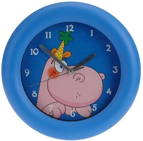 Ceas de perete Hippo, albastru, 26 cm