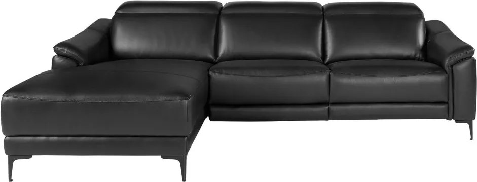 Coltar LUX design italian cu sezlong stanga si functia relax Cowhide negru
