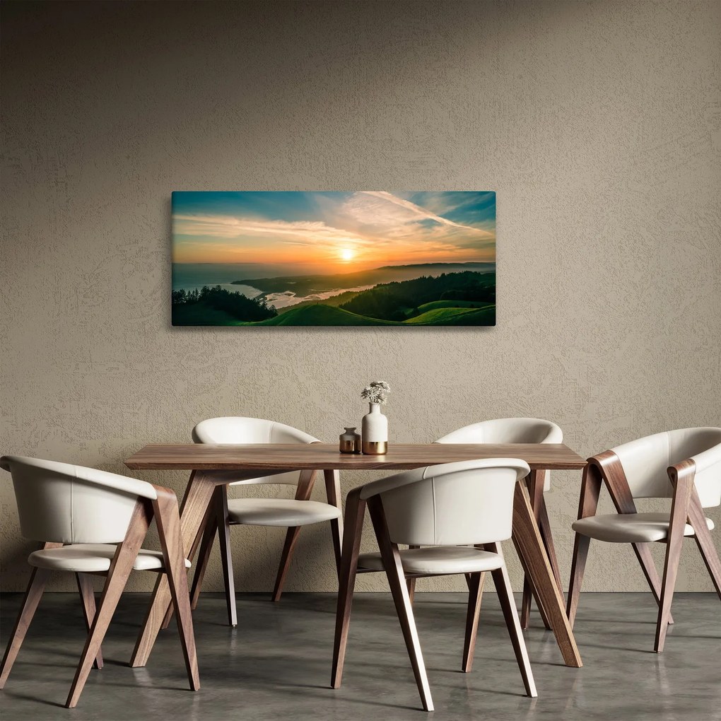 Tablou cu soarele răsărind deasupra mării (120x50 cm)