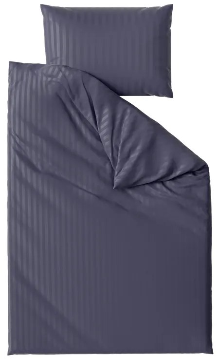 Lenjerie de pat din microfibra hoteliera JASMINE PURE albastru inchis - dunga 2 cm Dimensiune lenjerie de pat: 70 x 90 cm | 140 x 200 cm