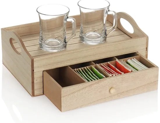 Tava de servire cu sertar pentru ceai TEABOX 30x20 cm