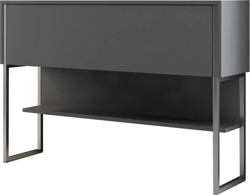 Consola LUXE, gri antracit/crom, PAL melamimat/metal, 120x30x80 cm