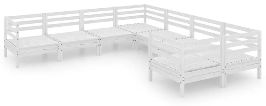 3083245 vidaXL Set mobilier de grădină, 8 piese, alb, lemn masiv de pin