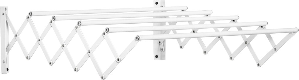 HOMCOM Uscător de Rufe Retractabil pentru Perete, Uscător Pliabil Economisitor de Spațiu din Metal pentru Interior și Exterior, 63,5x60x20 cm, Alb | Aosom Romania