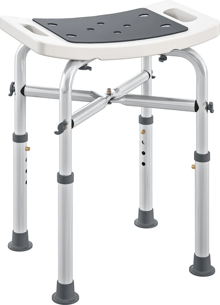 HOMCOM Taburet de duș scaun de duș - șezut căptușit și reglabil, talpi cu ventuze antiderapante, aluminiu gri | Aosom Romania