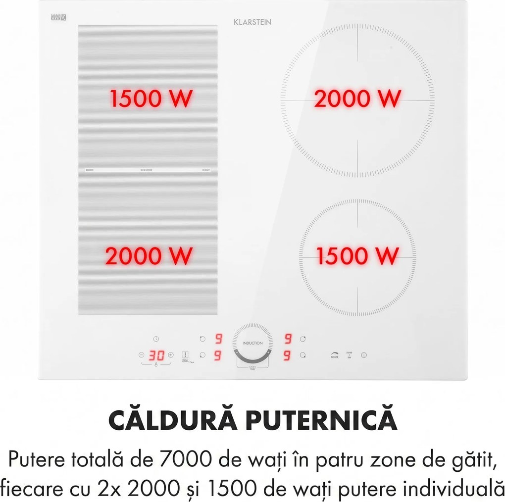 Klarstein Delicatessa 60 Hybrid, plita încorporabila, cu inductie, 4 zone, 7000 W