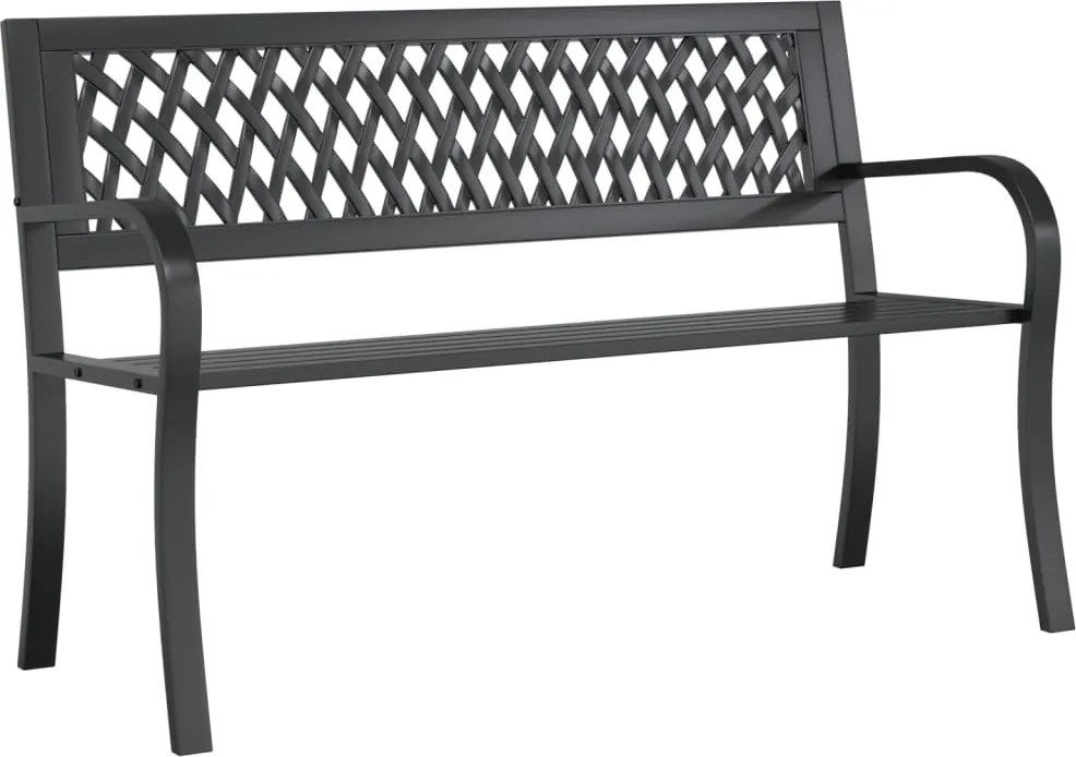 vidaXL Bancă de grădină din oțel, negru, 120 cm