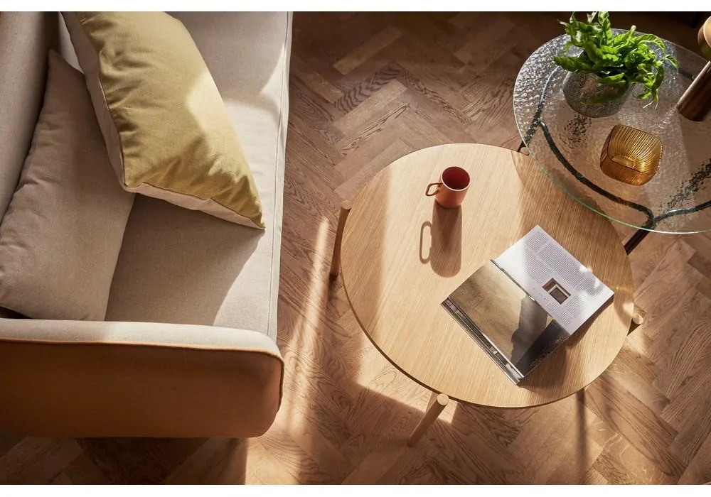 Măsuță de cafea neagră rotundă cu blat din sticlă ø 80 cm Orbit – Hübsch