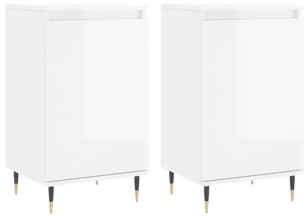 831041 vidaXL Dulapuri, 2 buc., alb extralucios, 40x35x70 cm, lemn prelucrat
