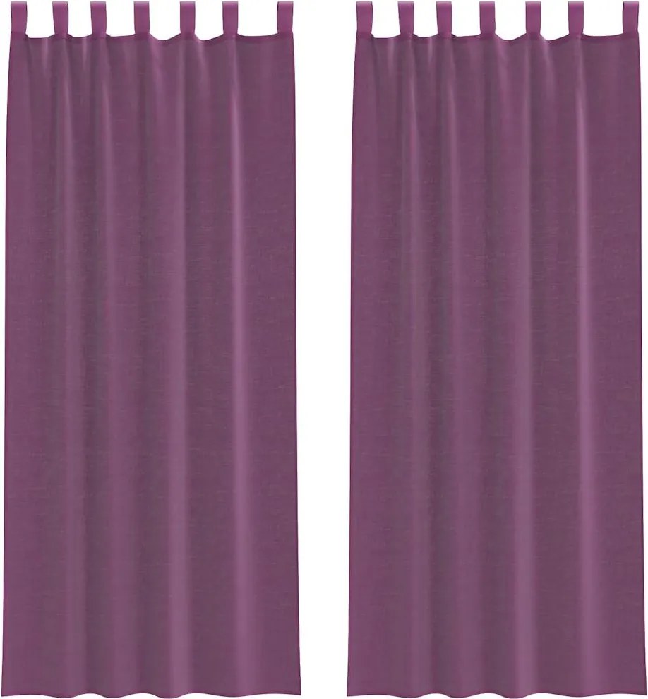 vidaXL Perdele Voile cu Bucle 2 buc Violet 140x260 cm