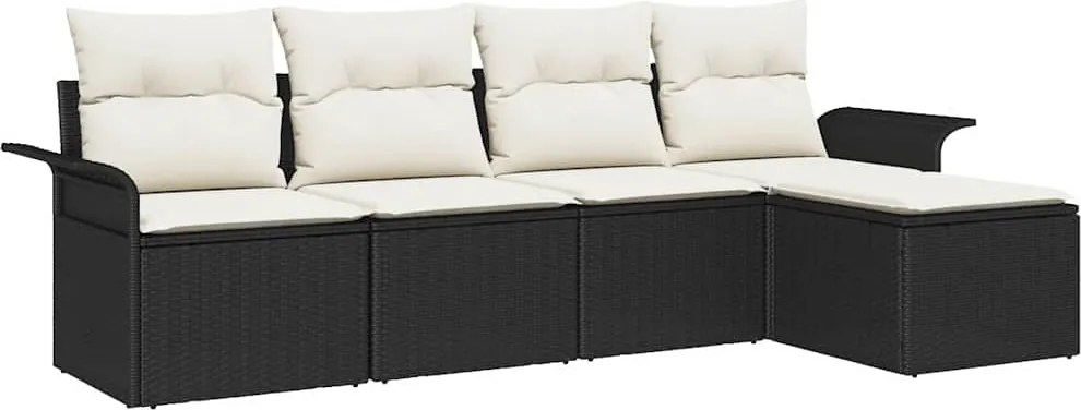 vidaXL Set de canapele pentru grădină cu pernă 5 pcs Negru poliratan