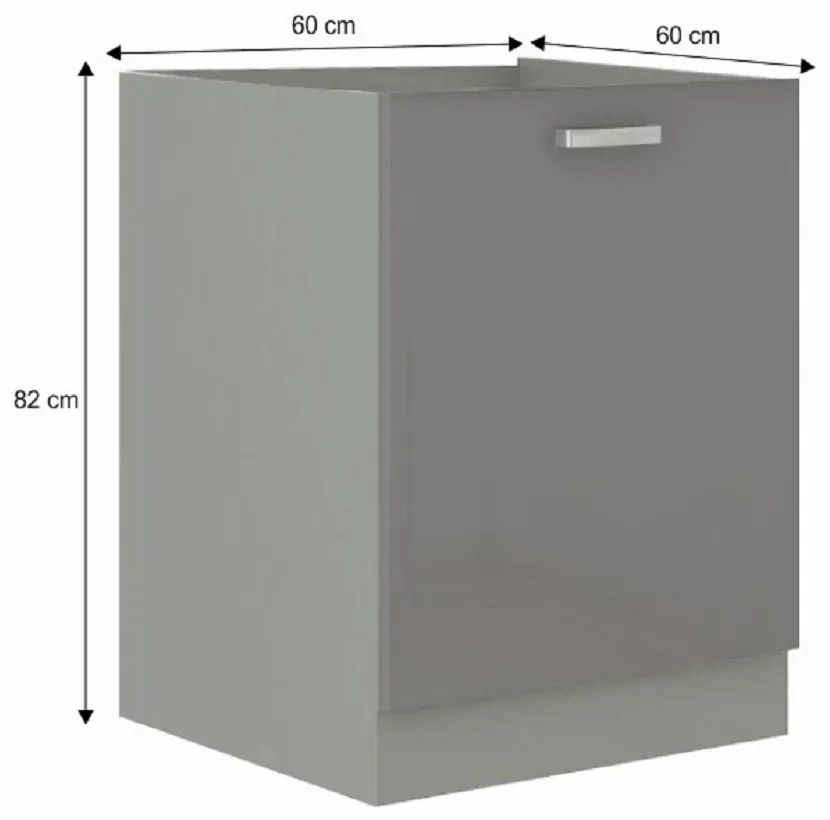 Dulap inferior de bucătărie 60 D 1F BB Pleitton (Gri ultralucios). 1015558