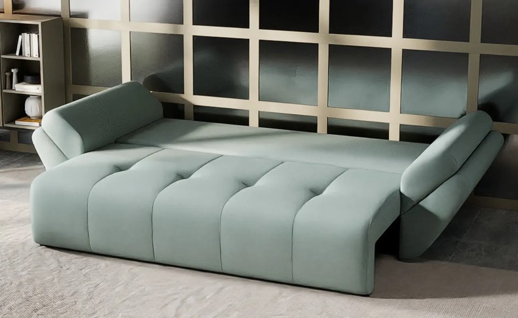 Canapea extensibilă dumonde cu ladă de depozitare si sezut confortabil din spuma high-density, Berlin Enjoy Mint 250x100 cm
