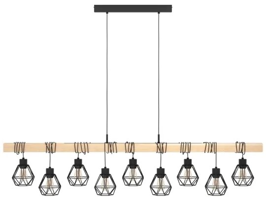 Eglo 44077 - Lustră suspendată pe cablu TOWNSHEND 9xE27/60W/230V