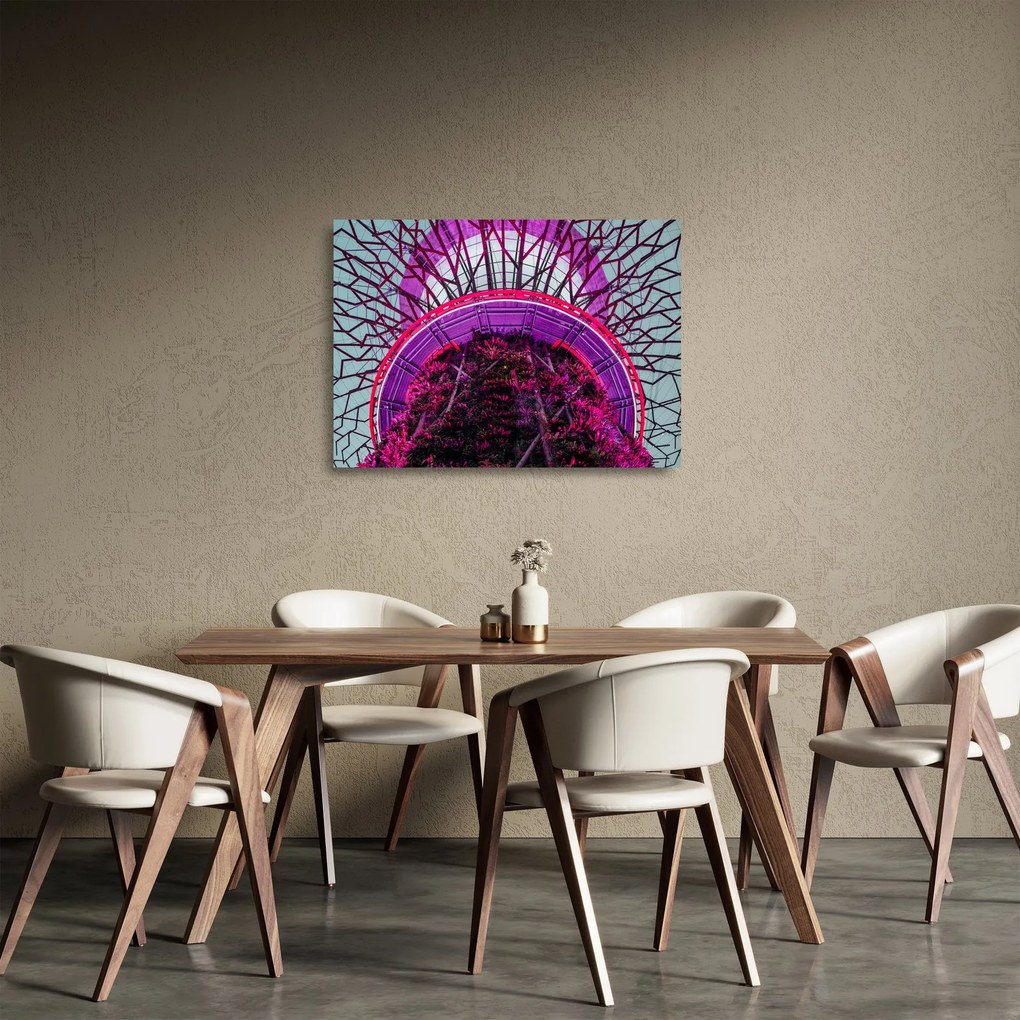 Tablou pe sticlă abstrac - crengi violete (70x50 cm)