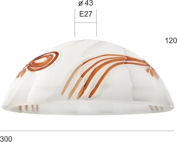 Abajur de rezervă din sticlă SFERA E27 120x300 mm alb/portocaliu