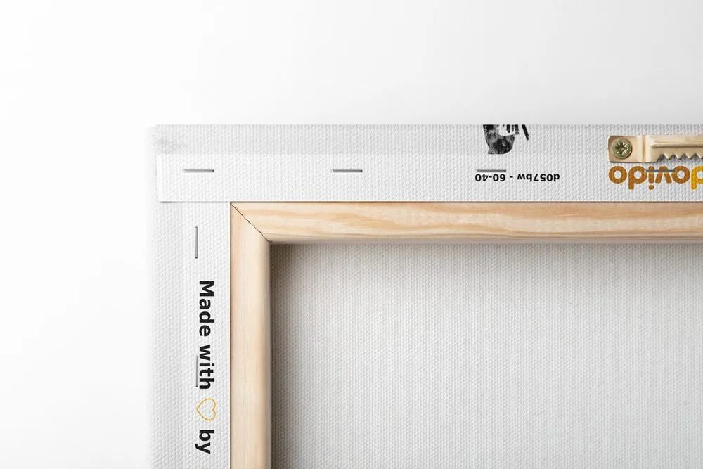 Tablou cuplu îndrăgostit sub vâsc în design alb-negru