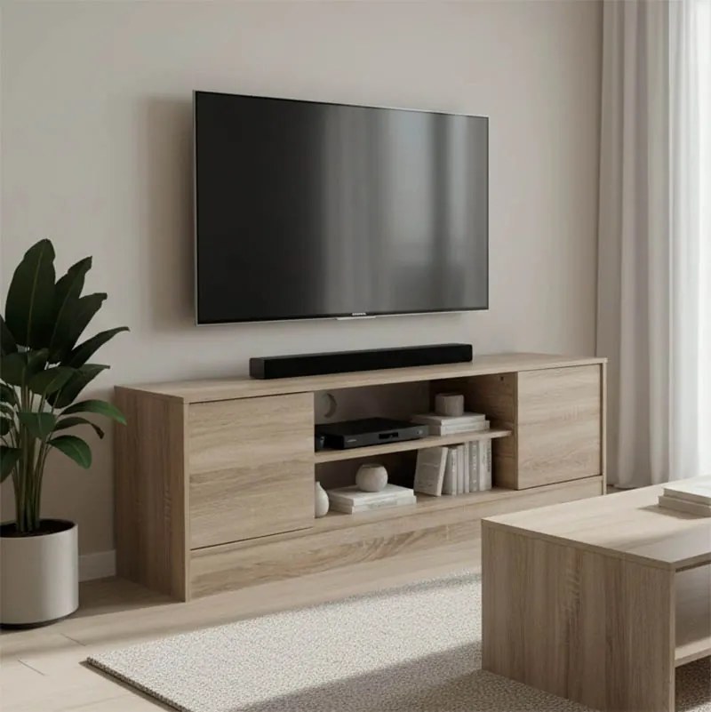 Comoda TV Sasora, nuanta sonoma, 120 x 35 x 41.5 cm
