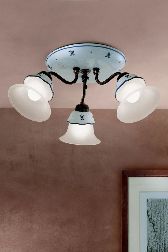 Plafoniera design clasic cu decor ceramic realizat manual FERRARA