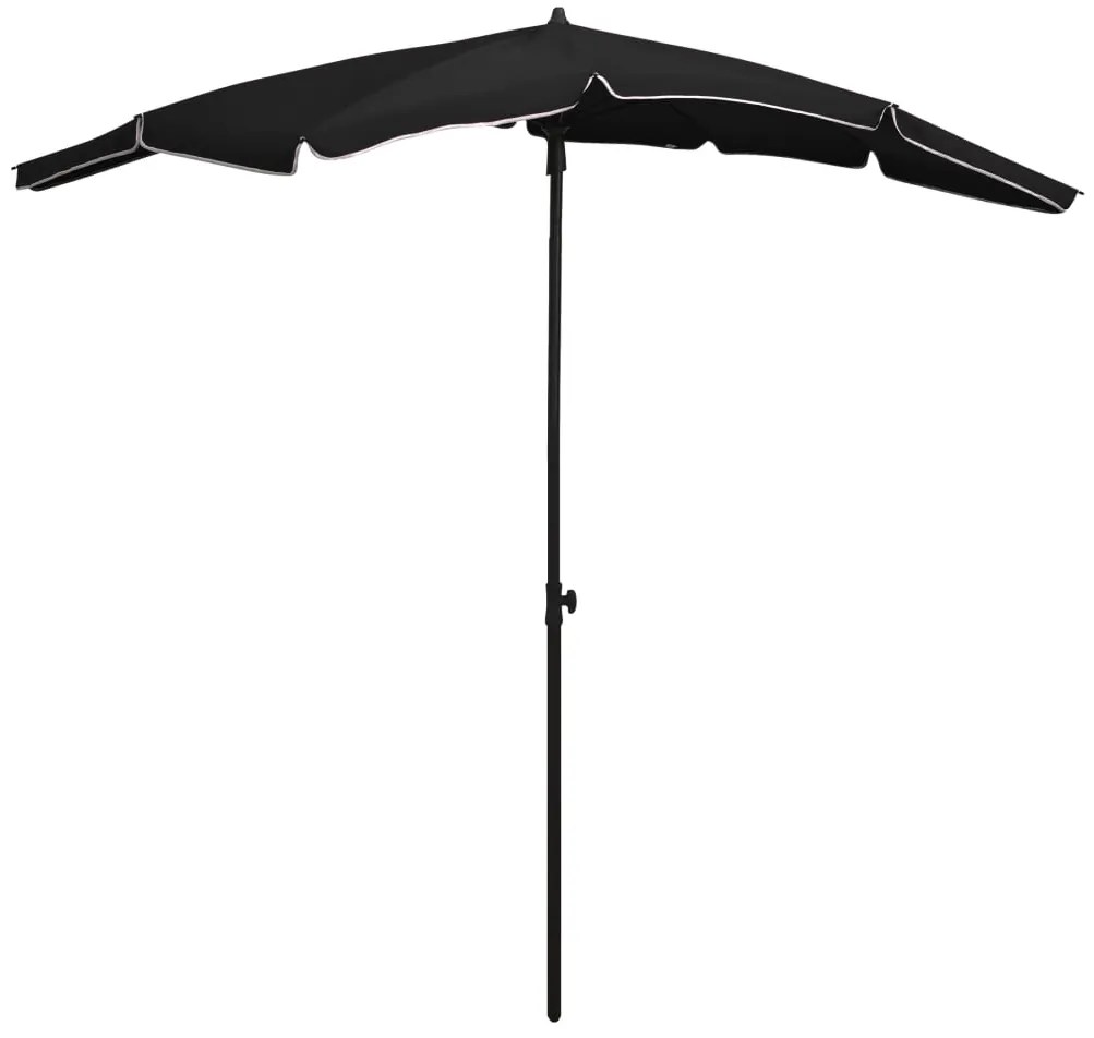 vidaXL Umbrelă de grădină cu stâlp, negru, 200x130 cm