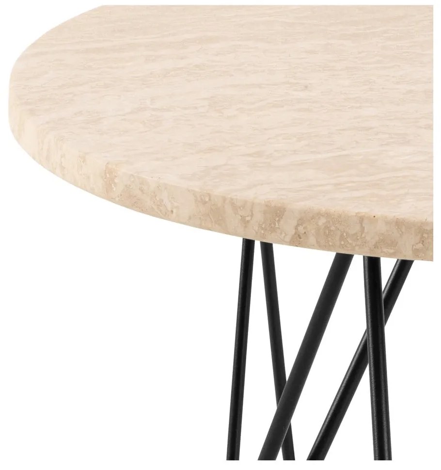 Măsuță auxiliară rotundă cu blat cu aspect de marmură ø 55 cm Prunus – Actona