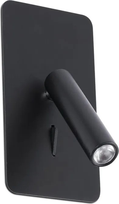 Lampa de perete cu reader LED incastrabila design modern minimalist SUAU neagra 62128