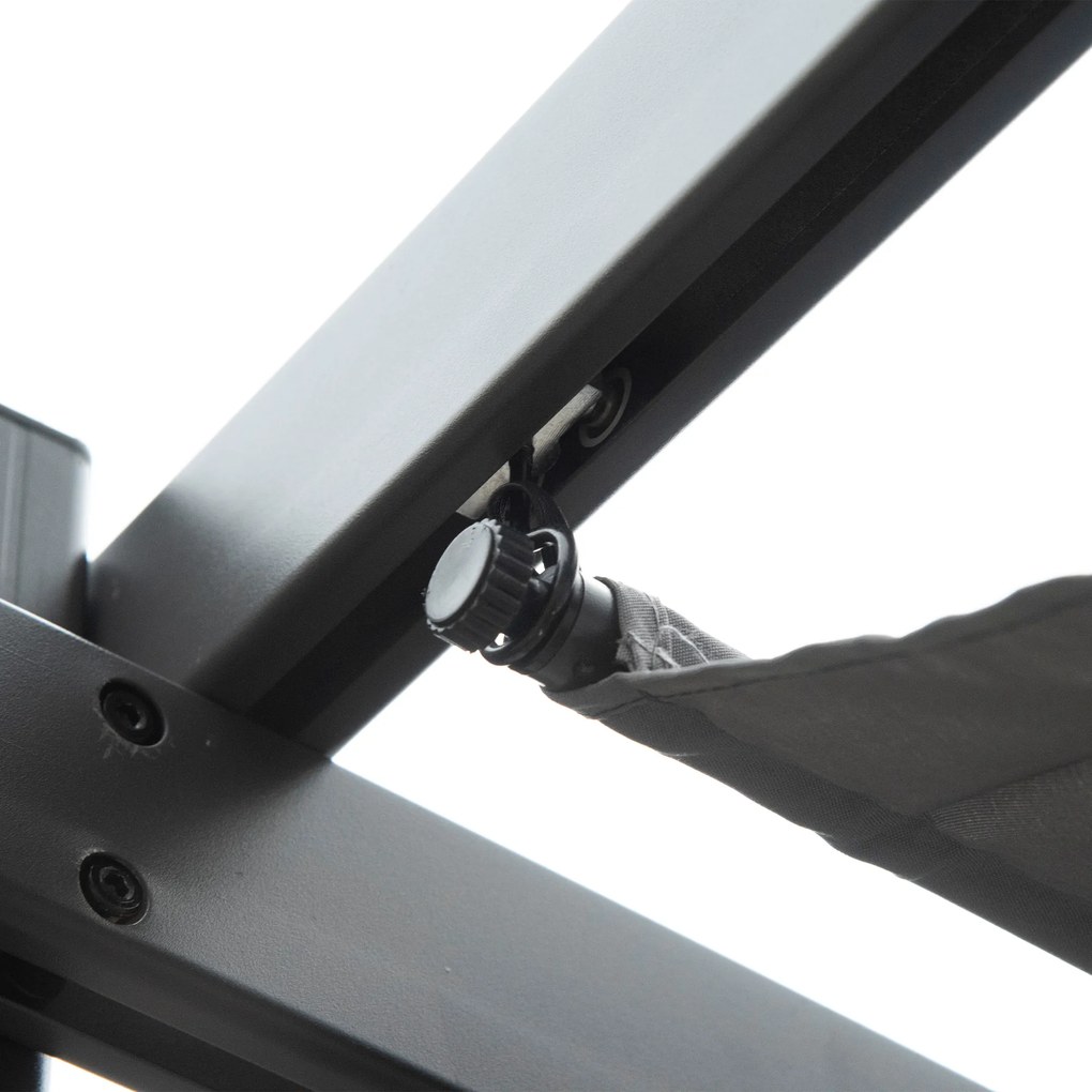 Pergolă pavilion Outsunny cu acoperiș culisant pentru terasă de grădină Alu Gri cărbune+Gri închis 3x3x2,23 m | Aosom Romania