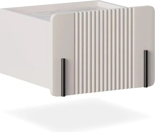 Noptieră Malmi 45 cm cu sertar - cașmir / alb crem / element negru