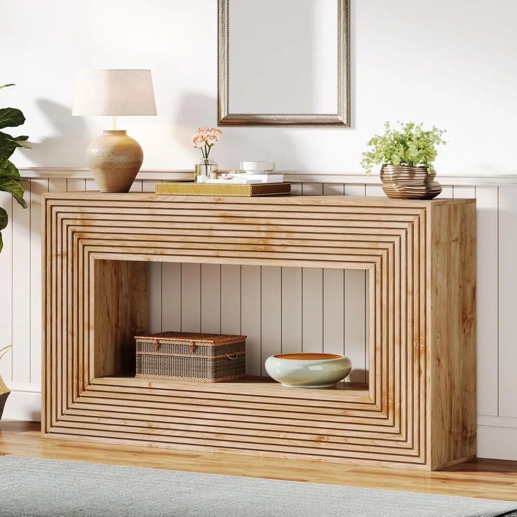 MAM31 - Masa Consola, 150 cm, masuta hol cu Front Riflat, living, dining, dormitor - Maro