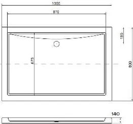 Cădiță de duș acrilică asimetrică VICTOR100 100x80x14 cm