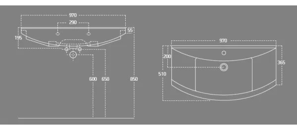 Aqualine - Lavoar încastrat ZERO 97x51 cm ceramică/alb