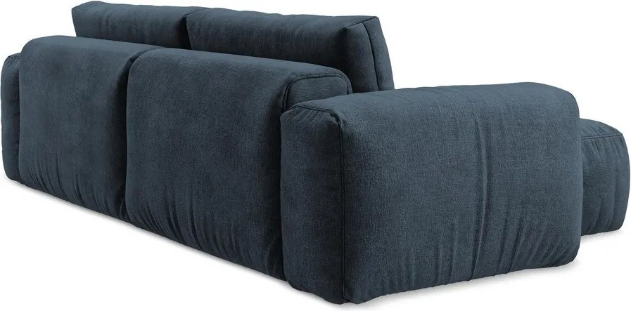 Colțar albastru închis extensibil cu tapițerie din chenille (cu colț pe partea stângă/cu șezlong) Kuki – Makamii