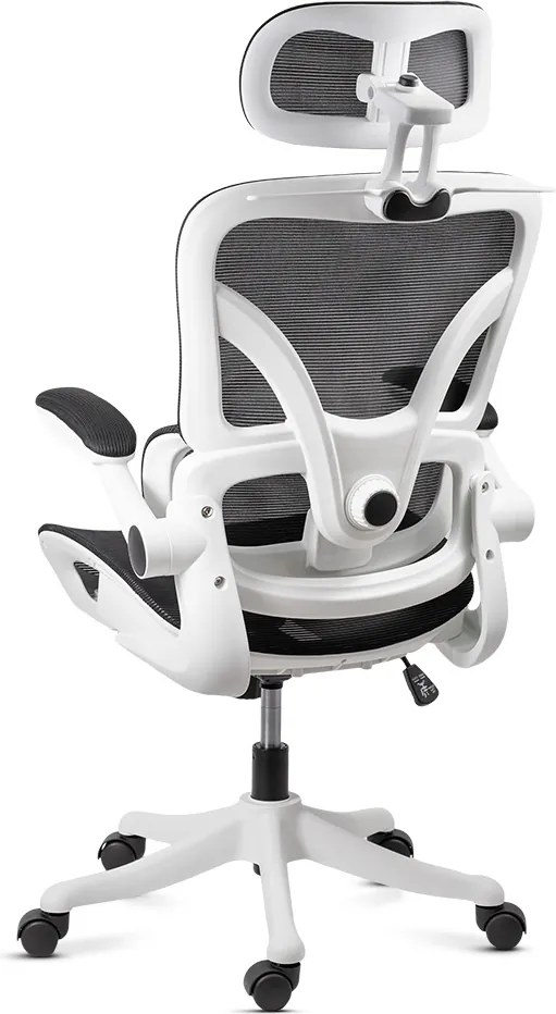 Scaun de birou ergonomic din mesh cu suport lombar și brațe rabatabile OFF 440 alb